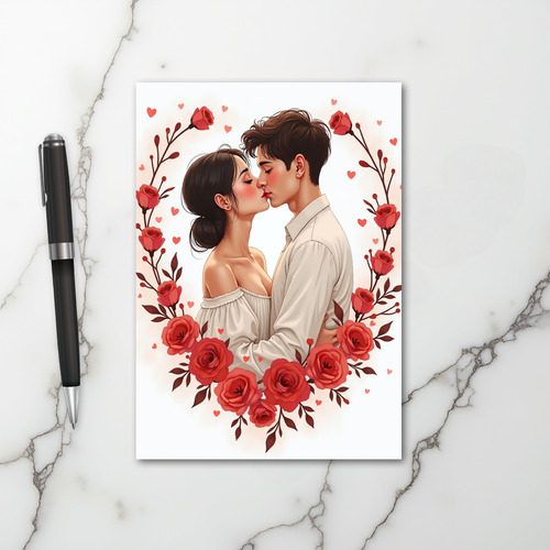 Romantic Rose Kiss Card