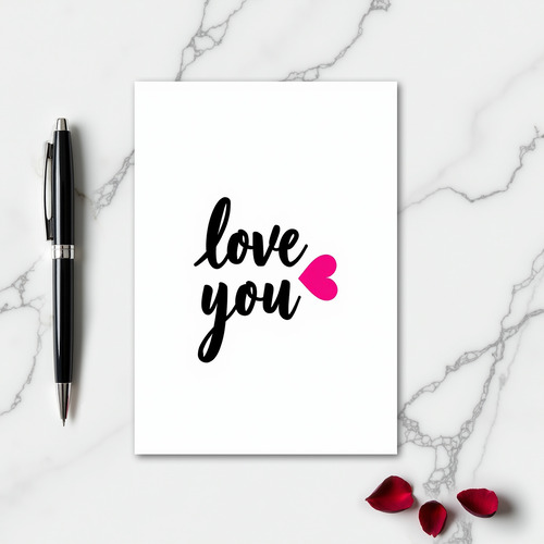 Romantic Script Love You Heart Foil Card