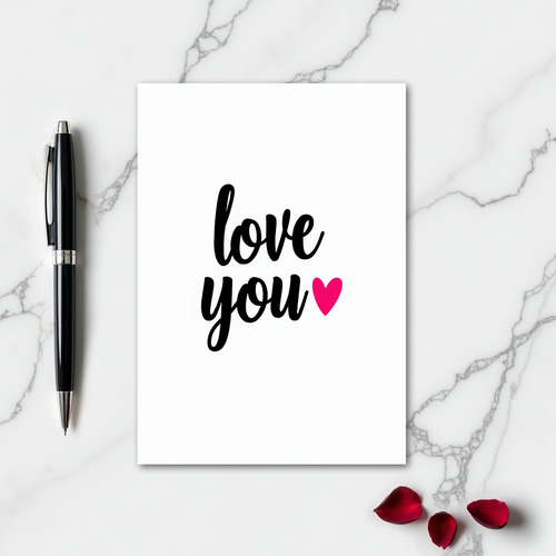 Romantic Smooth Script Love You Card