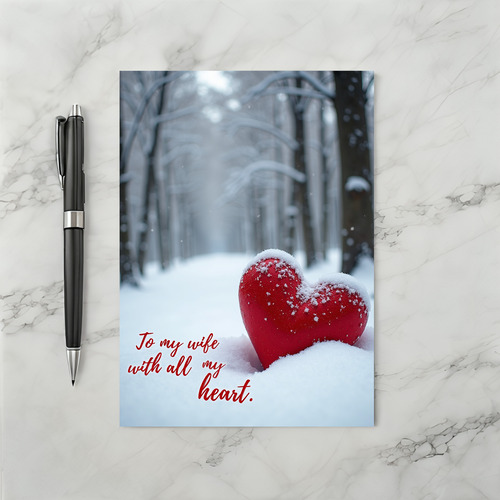 Romantic Snow Heart Card for Wife