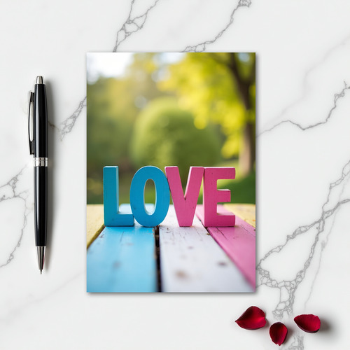 Romantic Striped Love Blocks Card