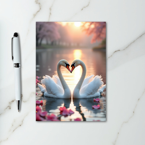 Romantic Swans Heart Card