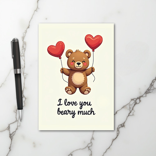 Romantic Teddy Bear Love Card