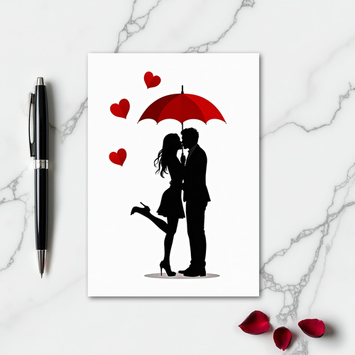 Romantic Umbrella Kiss Card