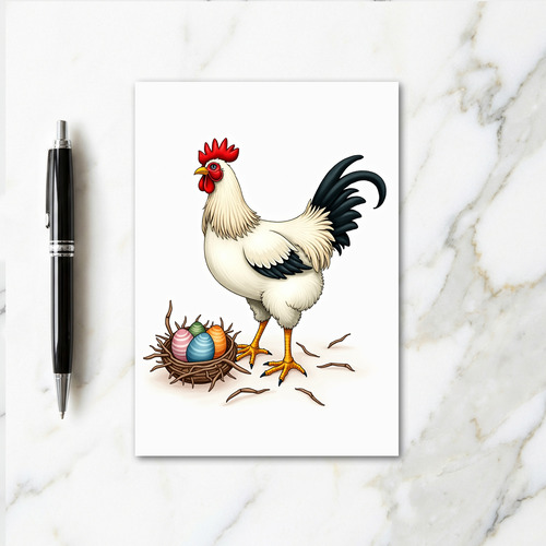 Rooster And Eggs Art Card