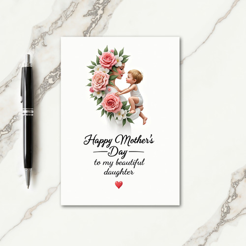 Rose Adorned Mother And Child Card