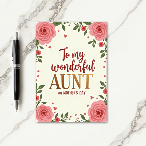 Rose Aunt Mothers Day Card