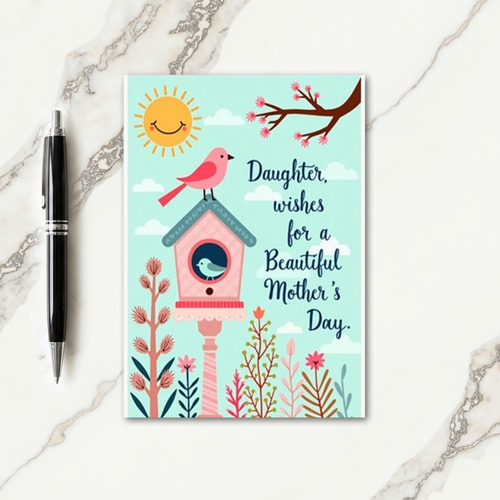 Rose Bird Family Mothers Day Card