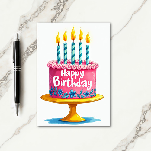 Rose Birthday Cake Card