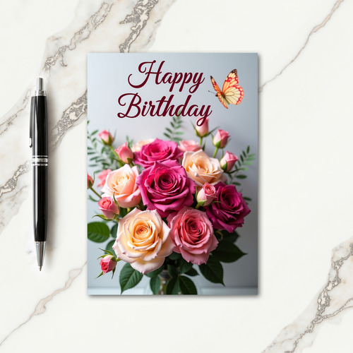 Rose Bouquet Birthday Card