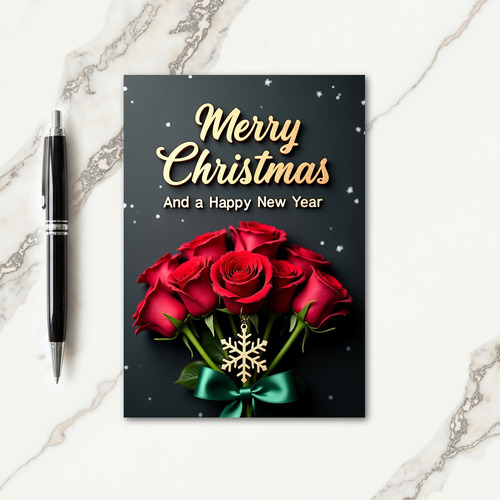 Rose Bouquet Christmas Card