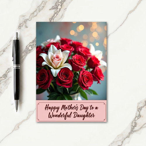 Rose Bouquet Mothers Day Message Card