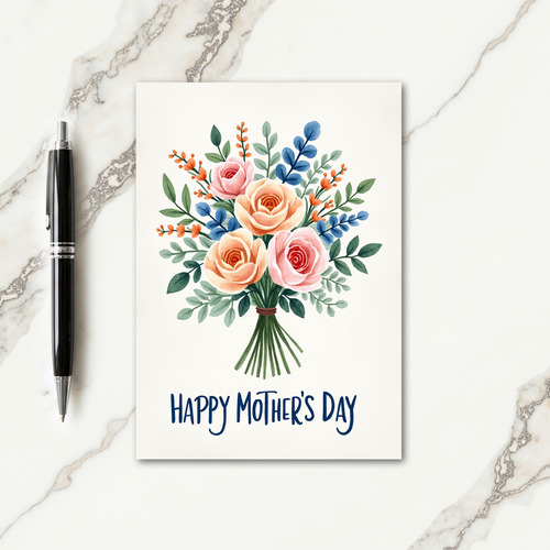 Rose Bouquet Watercolor Art Card