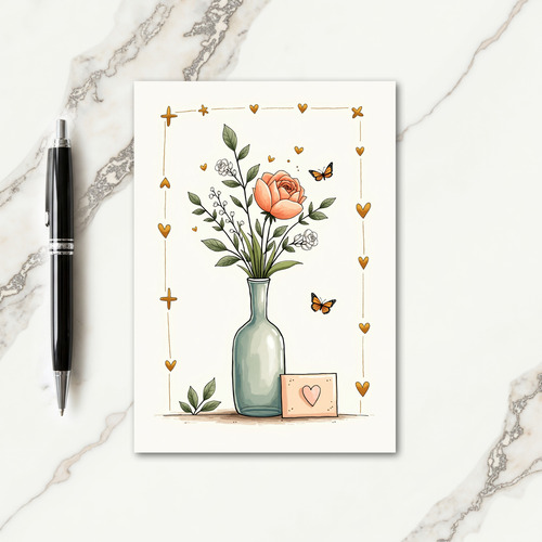 Rose Butterfly Birthday Card