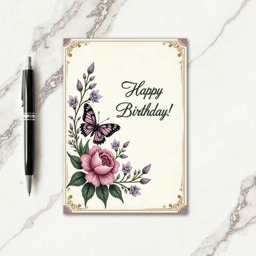 Rose Butterfly Card