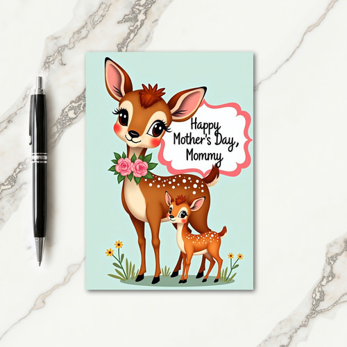 Rose Collar Deer Mothers Day Card