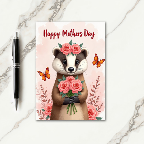 Rose Crown Animal Mothers Day Card