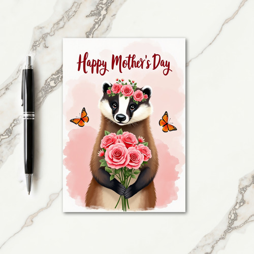 Rose Crowned Animal Mothers Day Card