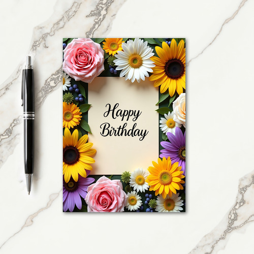 Rose Daisy Birthday Card
