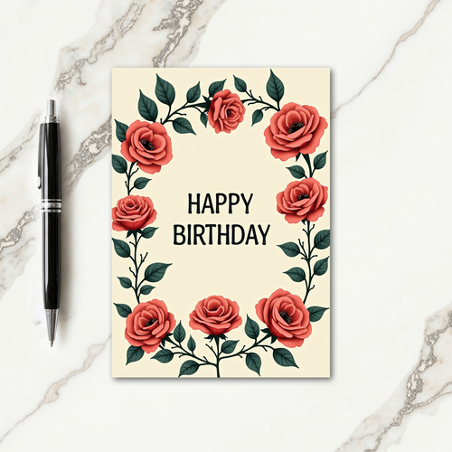 Rose Garland Birthday Card
