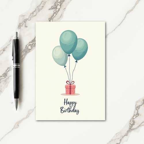 Rose Gift Balloons Birthday Card
