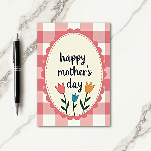 Rose Gingham Mothers Day Card