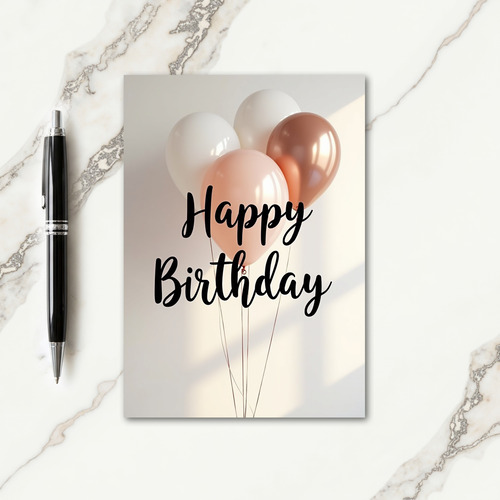 Rose Gold Balloon Birthday Card