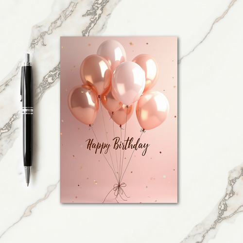 Rose Gold Birthday Balloon Card