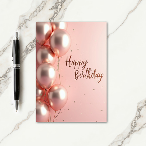 Rose Gold Birthday Balloons Card