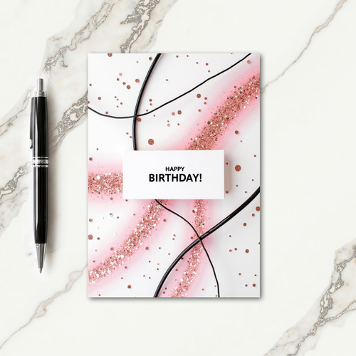 Rose Gold Glitter Birthday Card