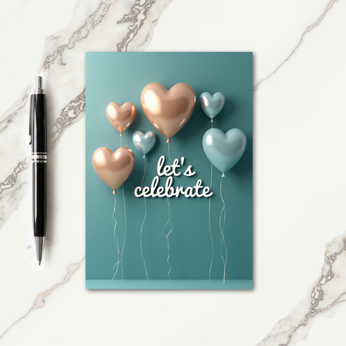 Rose Gold Heart Balloon Card