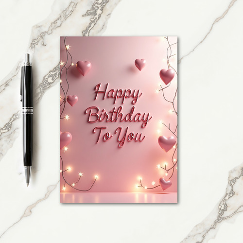 Rose Gold Script Birthday Card