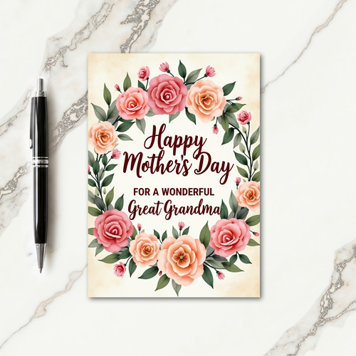 Rose Great Grandma Day Card