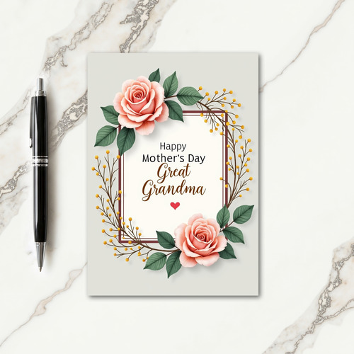 Rose Great Grandma Mothers Day Card