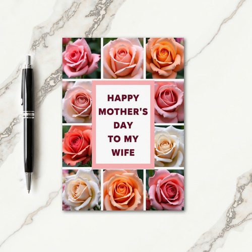 Rose Grid Mothers Day Wife Card