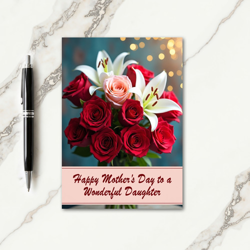 Rose Lily Mothers Day Banner Card