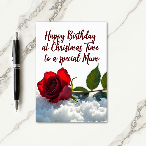 Rose On Snow Christmas Card