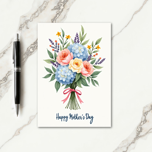 Rose Pink Mothers Day Bow Card