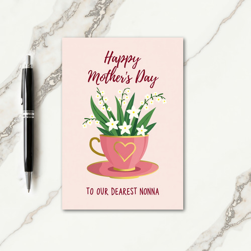 Rose Pink Teacup Mothers Day Card
