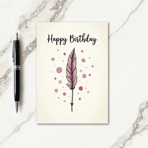 Rose Plume Birthday Card