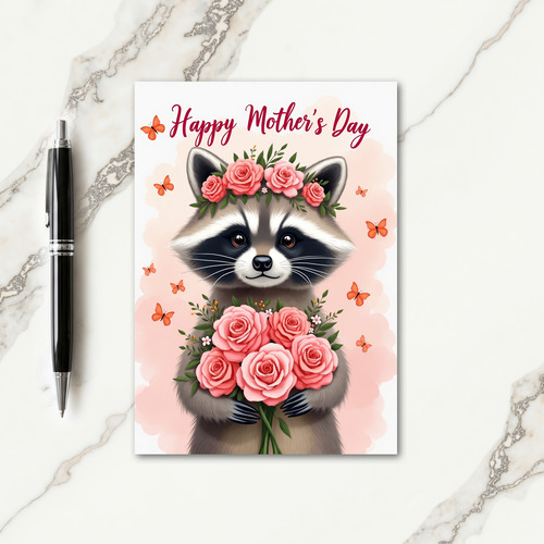 Rose Raccoon Mothers Day Card