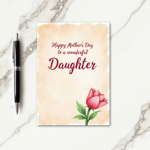Rose Red Mothers Day Daughter Card
