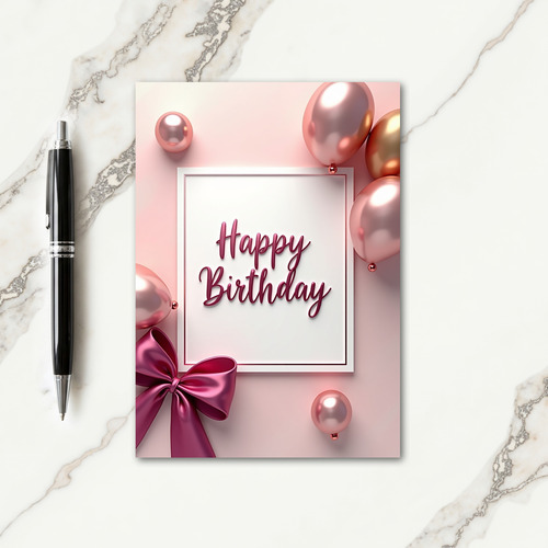Rose Script Birthday Card