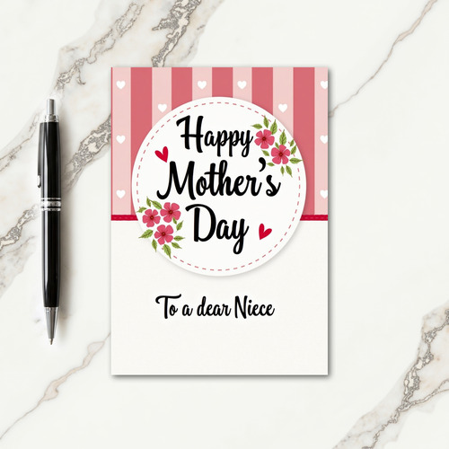 Rose Stripe Mothers Day Heart Card