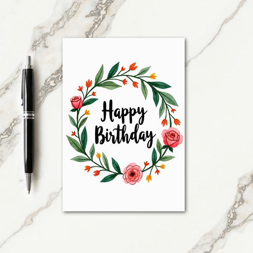 Rose Wreath Birthday Card