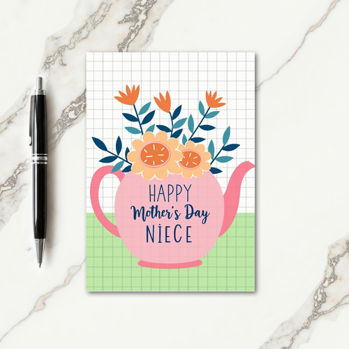Roseate Teapot Floral Mothers Day Card