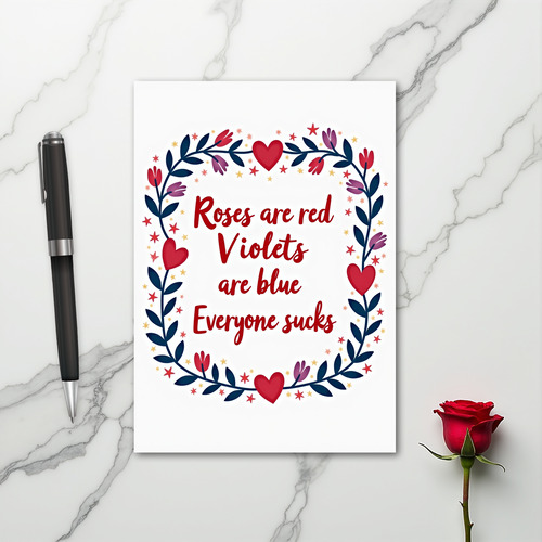 Roses Are Red Everyone Sucks Card