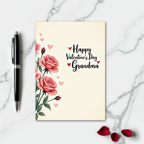 Roses For Grandma Valentines Day Card