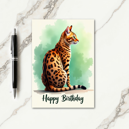 Rosette Cat Birthday Card