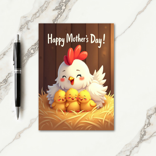 Rosy Cheeked Hen Mothers Day Card